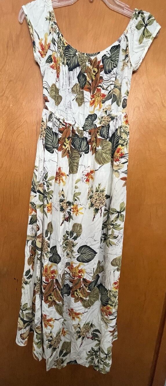 Floral Off-Shoulder Split Maxi Romper Dress - Long Summer Beach Sundress Small